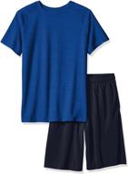 👕 hanes boys' sport performance heathered tee & mesh short set logo