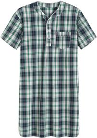 img 4 attached to Latuza Men's Cotton NavyRed 🌙 Plaid Nightshirt - Sleepwear & Lounge Clothing