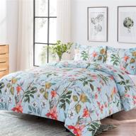 shatex comforter queen size 3 pieces summer bedding botanical set - ultra soft floral comforter set queen with 2 pillow shams - 100% microfiber polyester logo
