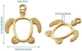 img 2 attached to 🐢 Craftdady 20pcs Golden Turtle Tortoise Open Back Bezel Pendants | 21.5x18.5mm Hollow Frame Charms for DIY Resin Jewelry Making