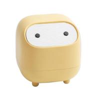 🗑️ anycar cute mini ninja desktop trash can: double press with lid - ideal for multi-scene waste disposal (yellow) logo