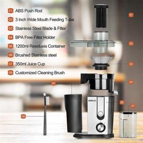 img 1 attached to 🥤 HERRCHEF 600W Wide Mouth Juicer Machine: Efficient Juice Extractor for Easy Cleaning, 2 Speeds, Stainless Steel, Anti-Drip, BPA-Free