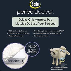 img 1 attached to 🛏️ Serta PerfectSleeper Deluxe Наматрасник для детской кроватки - 2 штуки - водонепроницаемый, стеганый верх, защита для матраса на резинке, белого цвета