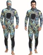 🤿 nataly osmann men's neoprene 5mm camouflage spearfishing wetsuit | premium long sleeve scuba diving suit | full body warmth with hood | hooded snorkeling suits logo