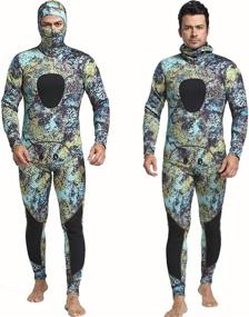 img 4 attached to 🤿 Nataly Osmann Men's Neoprene 5mm Camouflage Spearfishing Wetsuit | Premium Long Sleeve Scuba Diving Suit | Full Body Warmth with Hood | Hooded Snorkeling Suits