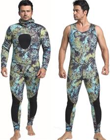 img 2 attached to 🤿 Nataly Osmann Men's Neoprene 5mm Camouflage Spearfishing Wetsuit | Premium Long Sleeve Scuba Diving Suit | Full Body Warmth with Hood | Hooded Snorkeling Suits