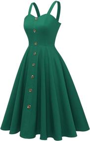 img 3 attached to 👗 Vintage Sleeveless A-Line Button Down Party Swing Cocktail Dress for Women - Wedtrend 1950s Casual