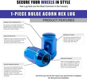 img 2 attached to Wheel Accessories Parts Set Of 20 Blue 1/2 Lug Nuts Closed End Bulge Acorn Lug Nut Style 1