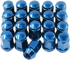 img 4 attached to Wheel Accessories Parts Set Of 20 Blue 1/2 Lug Nuts Closed End Bulge Acorn Lug Nut Style 1