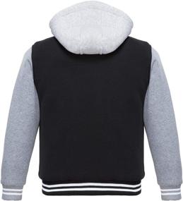 img 1 attached to Polar Club Boys' Kids Fleece Varsity Baseball Jacket: Black, Navy, Maroon & Gray 2-Tone with Removable Hood - Stay Warm and Stylish!