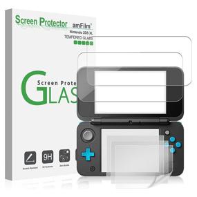 img 4 attached to amFilm Nintendo 2DS XL Screen Protector Pack - [2 GLASS Top, 4 🎮 PET Bottom] High Quality Screen Protectors for New Nintendo 2DS XL 2017 (6 Protectors Included)