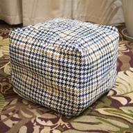 🪑 esk square unstuffed pouf cover, ottoman, footstool, foot rest, cotton linen bean bag chair for living room, bedrooms, home decor (pouf- houndstooth checkered) logo