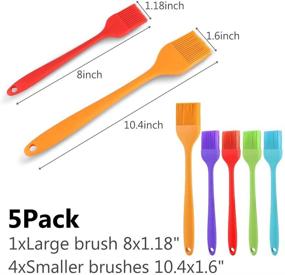 img 1 attached to YUWLDD Silicone Basting Brush Set - Heat Resistant Oil Brushes for Grilling, Baking, BBQ and Cooking - Food Grade, Dishwasher Safe - 5 Pack: 1 Large & 4 Small