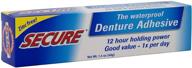 pack of 2 - zinc free waterproof denture adhesive: extra strong hold for upper, lower or partials - 1.4 oz logo