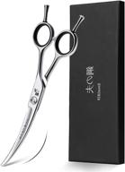 🐾 professional curved grooming scissors for small dogs, cats, and hairstyling - 6" hair cutting shears for barber haircuts - japanese stainless steel, silent, adjustable tension, removable soft ring logo