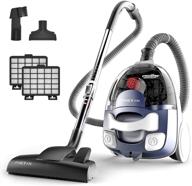 🔵 pinetan bagless canister vacuum cleaner with double hepa filtration, lightweight design, powerful suction, multi-surface cleaning nozzle, automatic cord rewind - ocean blue, uc601 логотип