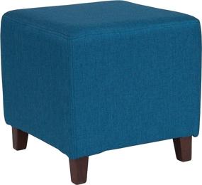 img 2 attached to Stylish and Comfortable Blue Upholstered Ottoman Pouf by Flash Furniture: Ascalon Design