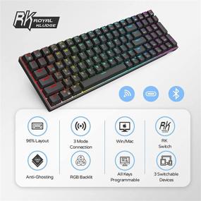 img 3 attached to 🔥 RK ROYAL KLUDGE RK100 2.4G Беспроводная/Bluetooth/Проводная RGB механическая клавиатура: Горячая замена, 100 клавиш, 3 режима, Геймерская клавиатура с синими переключателями для Win/Mac.