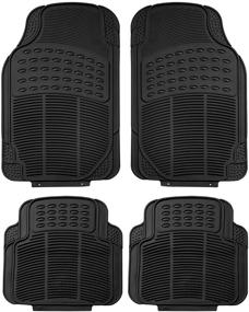 img 4 attached to 🚗 FH Group F11305BLACK Heavy Duty All-Weather Floor Mat, 4-Piece Full Set - Trimmable, Black