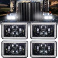 🔦 high-performance 4 pcs 4x6 inch led headlights with halo drl, turn signal - h4651 h4652 h4656 h4666 h6545 compatible for peterbilt, kenworth, freightliner, ford probe, oldsmobile cutlass logo