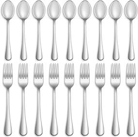 img 4 attached to 🍴 Premium 16-Piece Silverware Set: Stainless Steel Flatware Cutlery for Home, Kitchen, and Restaurant - Mirror Polished, Dishwasher Safe - Includes 8 Dinner Forks (8 inch) and 8 Teaspoons (6.5 inch)