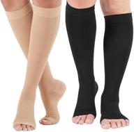 🧦 knee high compression socks 20-30 mmhg support stockings open toe for men and women logo