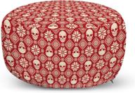 🌸 ambesonne nordic ottoman pouf with snowflake and floral design, soft foot rest for living room and bedroom, beige red logo