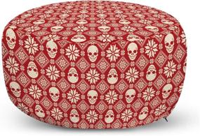 img 4 attached to 🌸 Ambesonne Nordic Ottoman Pouf with Snowflake and Floral Design, Soft Foot Rest for Living Room and Bedroom, Beige Red