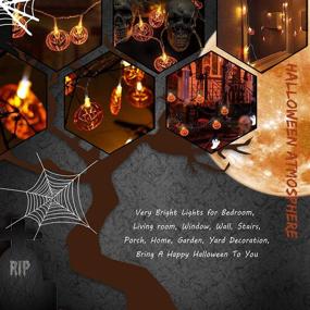 img 1 attached to 🎃 Spooktacular Qaxlry Halloween Pumpkin String Lights: Battery Operated &amp; Perfect for Decoration, Party, Indoor &amp; Outdoor (10Ft, 20 LED)