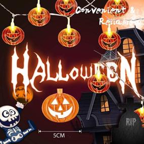 img 2 attached to 🎃 Spooktacular Qaxlry Halloween Pumpkin String Lights: Battery Operated &amp; Perfect for Decoration, Party, Indoor &amp; Outdoor (10Ft, 20 LED)