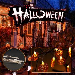 img 3 attached to 🎃 Spooktacular Qaxlry Halloween Pumpkin String Lights: Battery Operated &amp; Perfect for Decoration, Party, Indoor &amp; Outdoor (10Ft, 20 LED)