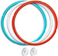 silicone sealing ring 3-pack: savory sky blue, sweet cherry red, and common transparent white - perfect fit for 8qt logo