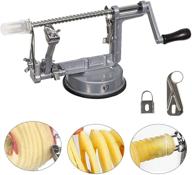 🍏 high-quality apple peelers: 3-in-1 function kitchen tool with stainless steel blades, suction cup base, and 2 extra blades (silver) logo