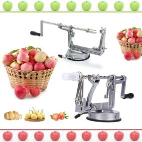 img 1 attached to 🍏 High-Quality Apple Peelers: 3-in-1 Function Kitchen Tool with Stainless Steel Blades, Suction Cup Base, and 2 Extra Blades (Silver)