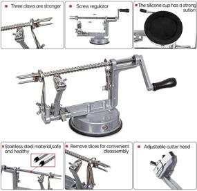 img 2 attached to 🍏 High-Quality Apple Peelers: 3-in-1 Function Kitchen Tool with Stainless Steel Blades, Suction Cup Base, and 2 Extra Blades (Silver)