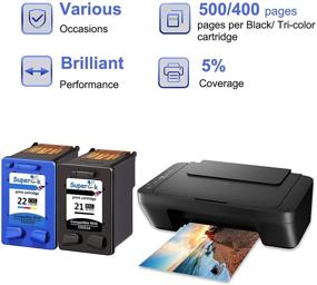 img 2 attached to 🖨️ SuperInk Remanufactured Ink Cartridge Compatible with HP 21 22 21XL 22XL C9351A C9352CE for DeskJet f4140 f2110 d1560 Officejet 4315 J3680 4315y FAX 1250 3180 Printer (Black Tri-Color, 2 Pack)