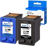 🖨️ superink remanufactured ink cartridge compatible with hp 21 22 21xl 22xl c9351a c9352ce for deskjet f4140 f2110 d1560 officejet 4315 j3680 4315y fax 1250 3180 printer (black tri-color, 2 pack) logo