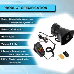 img 3 attached to 🚓 Ironwalls 100W 12V 5 Tone Sound Car Siren Horn with PA Speaker Alarm Black – Ideal for Car Police, Fire, Ambulance, and Truck Use