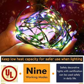 img 1 attached to 🎄 Bestalent Outdoor Christmas Tree String Lights - LED Fairy Lights Twinkle UL Safety Certification, 100LEDS Green Wire with Remote. Ideal for Indoor Wedding Party Home Halloween Decorations, Warm White & Multicolour. 9 Modes