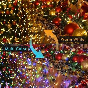 img 3 attached to 🎄 Bestalent Outdoor Christmas Tree String Lights - LED Fairy Lights Twinkle UL Safety Certification, 100LEDS Green Wire with Remote. Ideal for Indoor Wedding Party Home Halloween Decorations, Warm White & Multicolour. 9 Modes