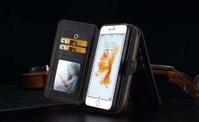 img 2 attached to 📱 Urvoix Premium Leather Wallet Case for iPhone 6S Plus/iPhone 7 Plus/iPhone 8 Plus - Zipper Handbag Detachable Magnetic Case with Flip Card Holder Cover - 5.5" iPhone 8Plus/7Plus/6SPlus