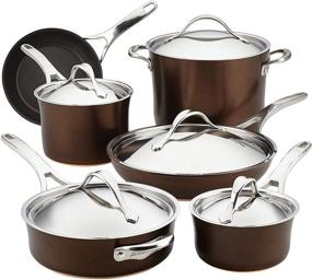 img 4 attached to 🍳 Anolon Nouvelle Copper 11 Piece Cookware Set, Sable - Nonstick, Hard Anodized Pots and Pans