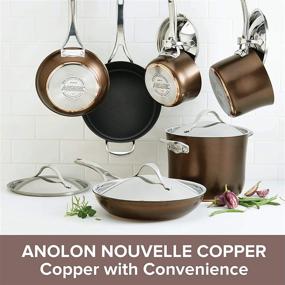 img 3 attached to 🍳 Anolon Nouvelle Copper 11 Piece Cookware Set, Sable - Nonstick, Hard Anodized Pots and Pans