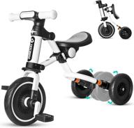 🚲 joycruise 3-in-1 kids tricycle for ages 1-4: toddler baby balance bike - folding trike for boys and girls - adjustable seat - convertible rear wheels - removable pedals (black/white) logo