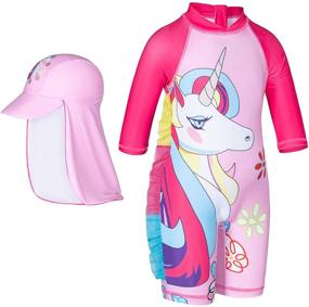img 4 attached to Unicorn Protection Swimsuit Bathing Toddler Apparel & Accessories Baby Girls for Clothing