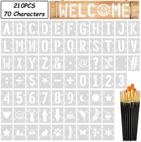 img 4 attached to Enhance Your DIY Projects with 210 PCS Gibolin Interlocking Alphabet Numbers Stencils and Brushes for Impeccable Artistic Creations on Wood, Walls, and More