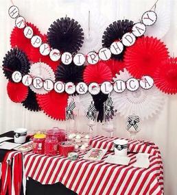 img 3 attached to 🎓 Black and Red Graduation Decorations 2021 - Qian's Party Mickey Mouse Party Supplies for Minnie Mouse Birthday Decorations and Red Black Birthday Party Décor with Tissue Paper Fans