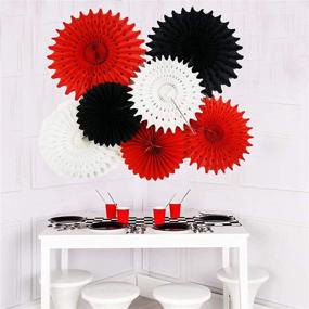 img 2 attached to 🎓 Black and Red Graduation Decorations 2021 - Qian's Party Mickey Mouse Party Supplies for Minnie Mouse Birthday Decorations and Red Black Birthday Party Décor with Tissue Paper Fans