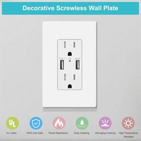 img 3 attached to 🔌 MLLIZH 10 Pack 1-Gang Screwless Wall Plate, Decora Outlet Cover Plates, 4.57” H x 2.76” L, Light Switch, Dimmer, GFCI, USB Outlet