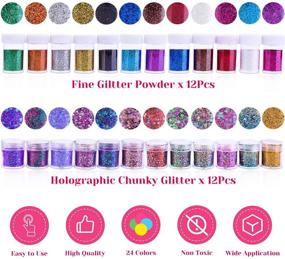 img 3 attached to ✨ Anezus Chunky and Fine Glitter Set - 24Pcs, 310g Craft Glitter for Tumblers, Nail, Slime, Epoxy